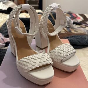 Chic White Braided Women's Heels